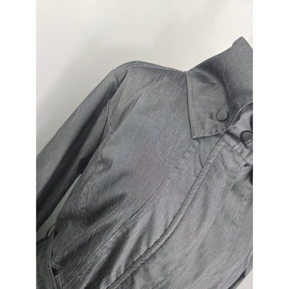 Samuel Dong Gray Metallic Taffeta Collared Bubble Hem Zip Trench Jacket Coat XL - Picture 5 of 14